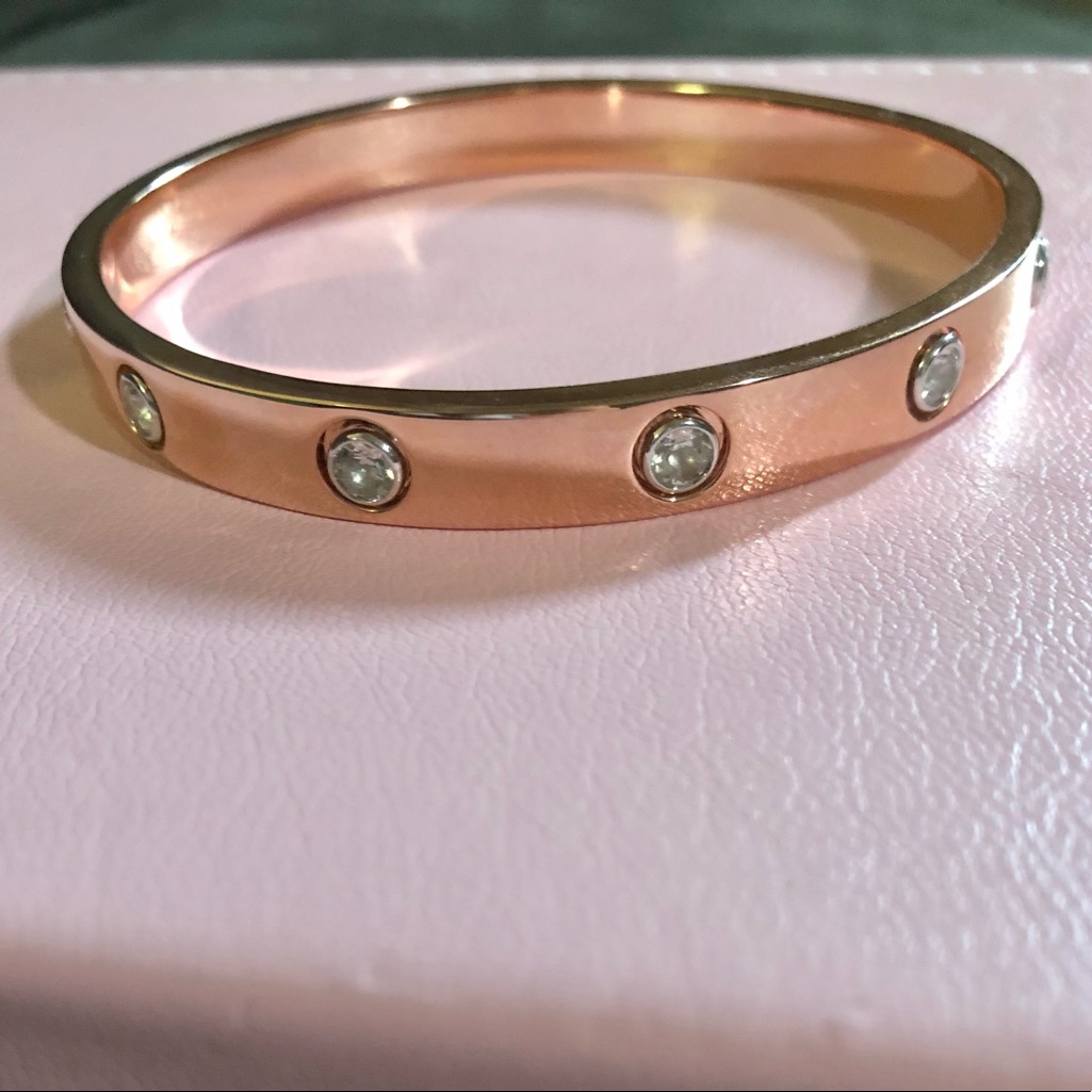 Rose Colored Bronze White Topaz Bangle Bracelet